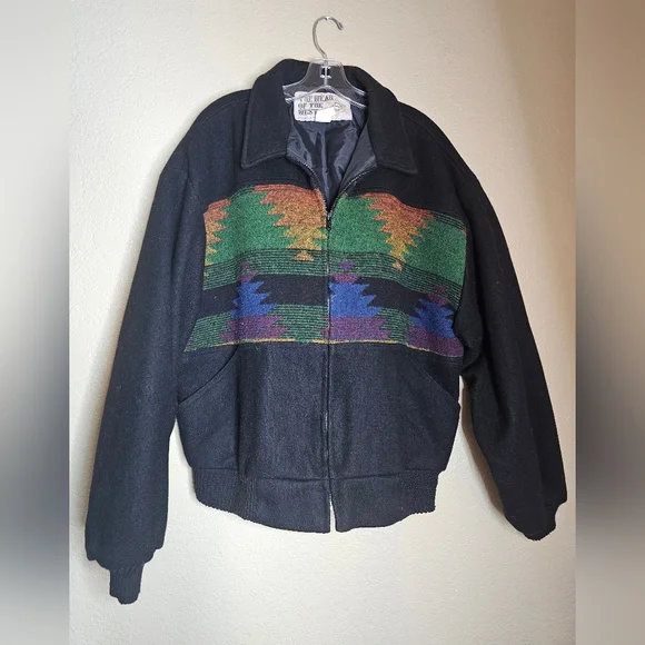 THE WEAR OF THE WEST Vtg Sweater 80% wool20% other Panel & 35% wool 60% Man mada - Picture 1 of 4